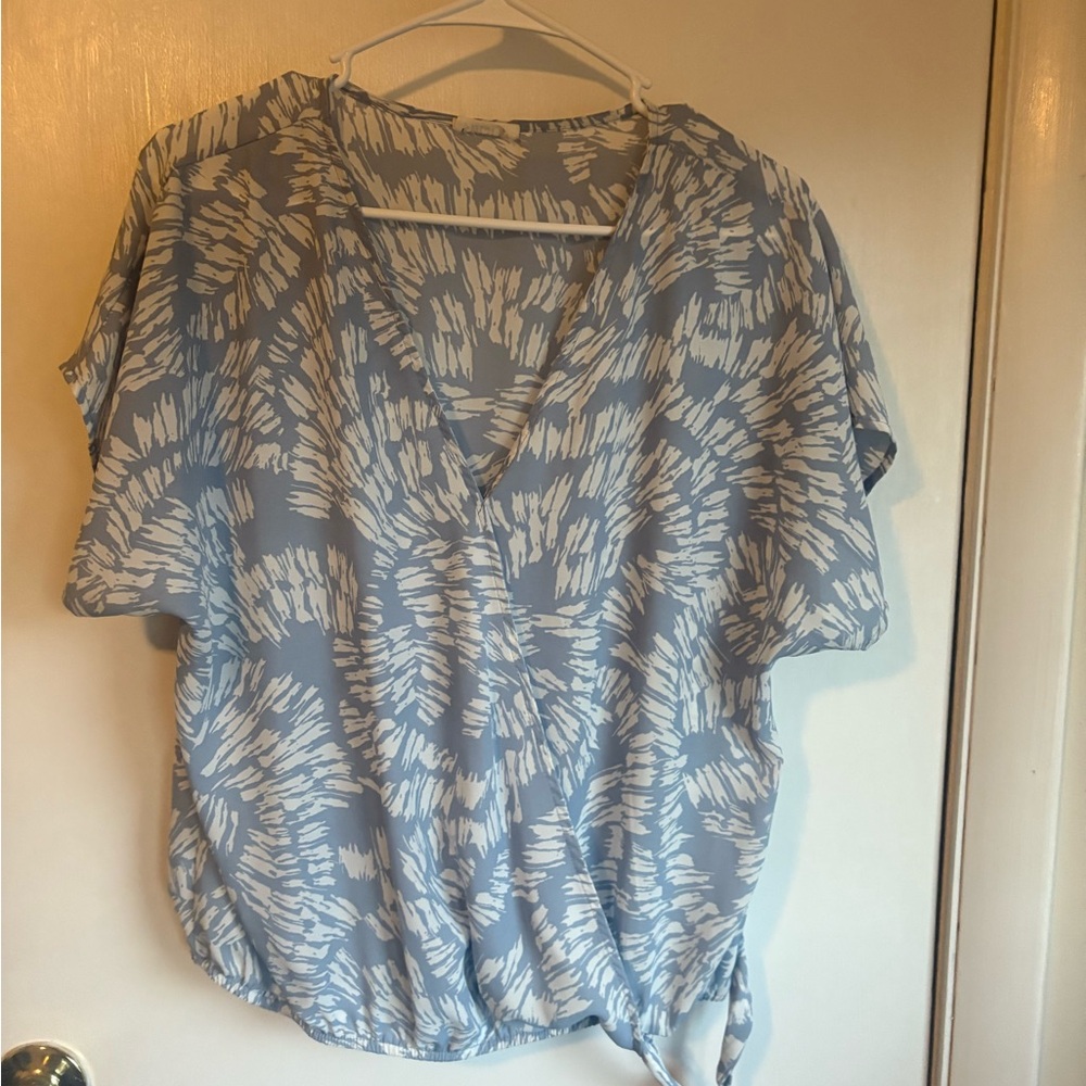 Elegant Blue and White Women's Blouse
